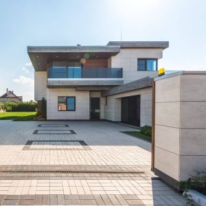 a modern home with a flat roof