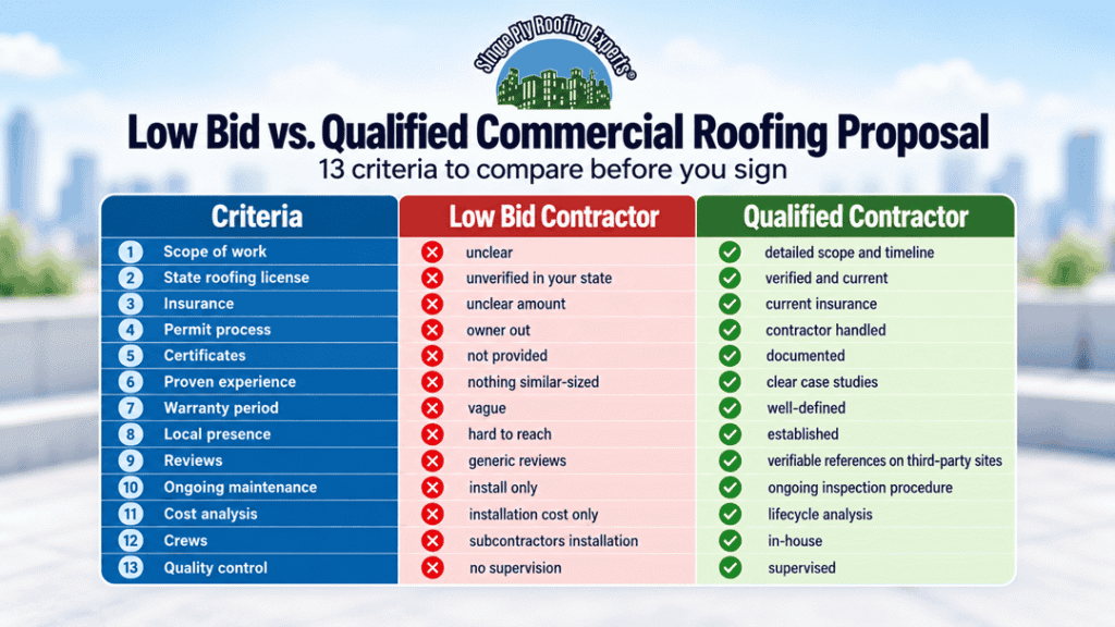 Low bid vs qualified commercial roofing quote