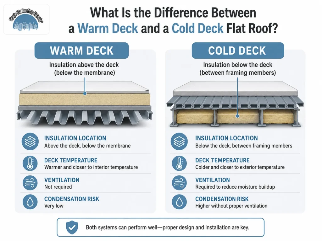  warm deck vs cold deck flat roofs
